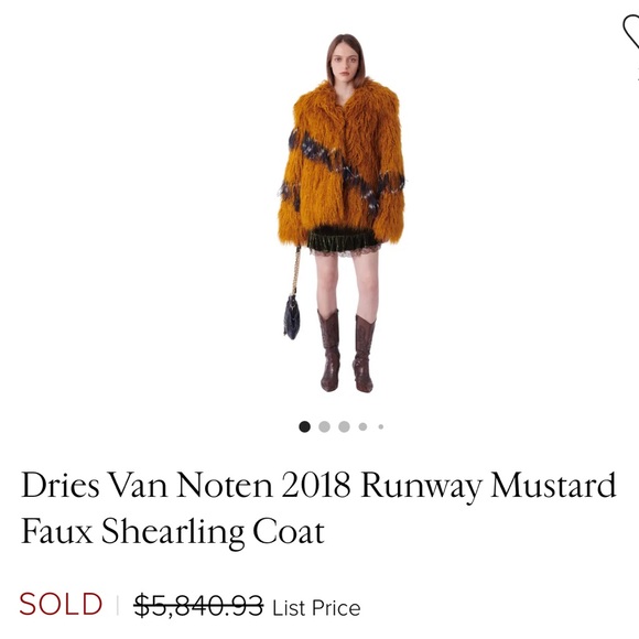 Dries Van Noten 2018 Runway Mustard Faux Shearling Coat - Picture 16 of 16